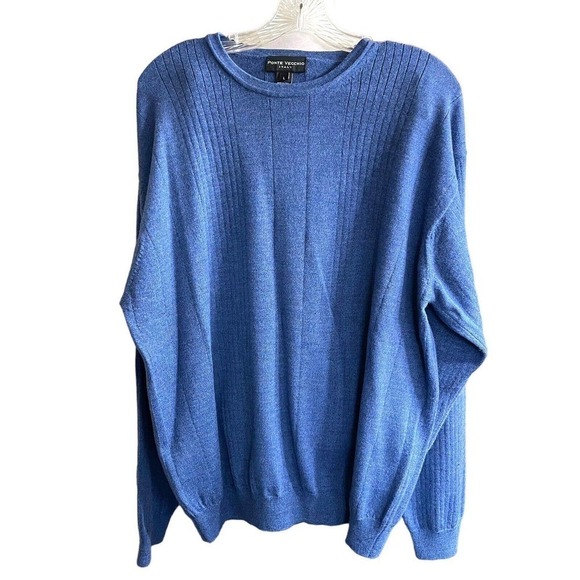Ponte Vecchio Italian Made Merino Wool Sweater Blue Men's Size Large Soft Cozy - Picture 1 of 6